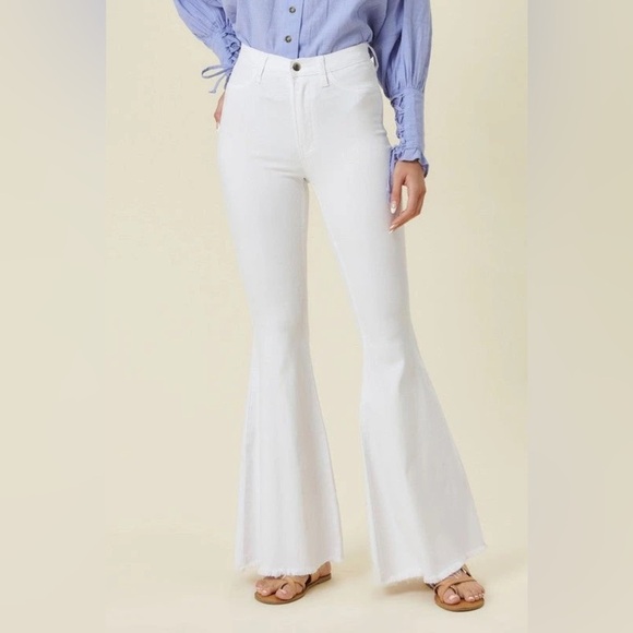 Sneak Peek White Flare & Wide Leg Jeans High-Rise - Picture 1 of 8